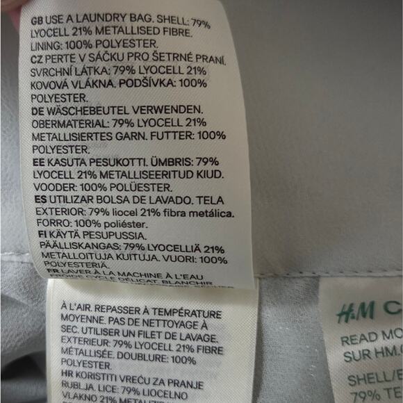 H&M Conscious Exclusive Collection Flounced Skirt Silver Maxi Blogger Size 4 - Picture 12 of 12